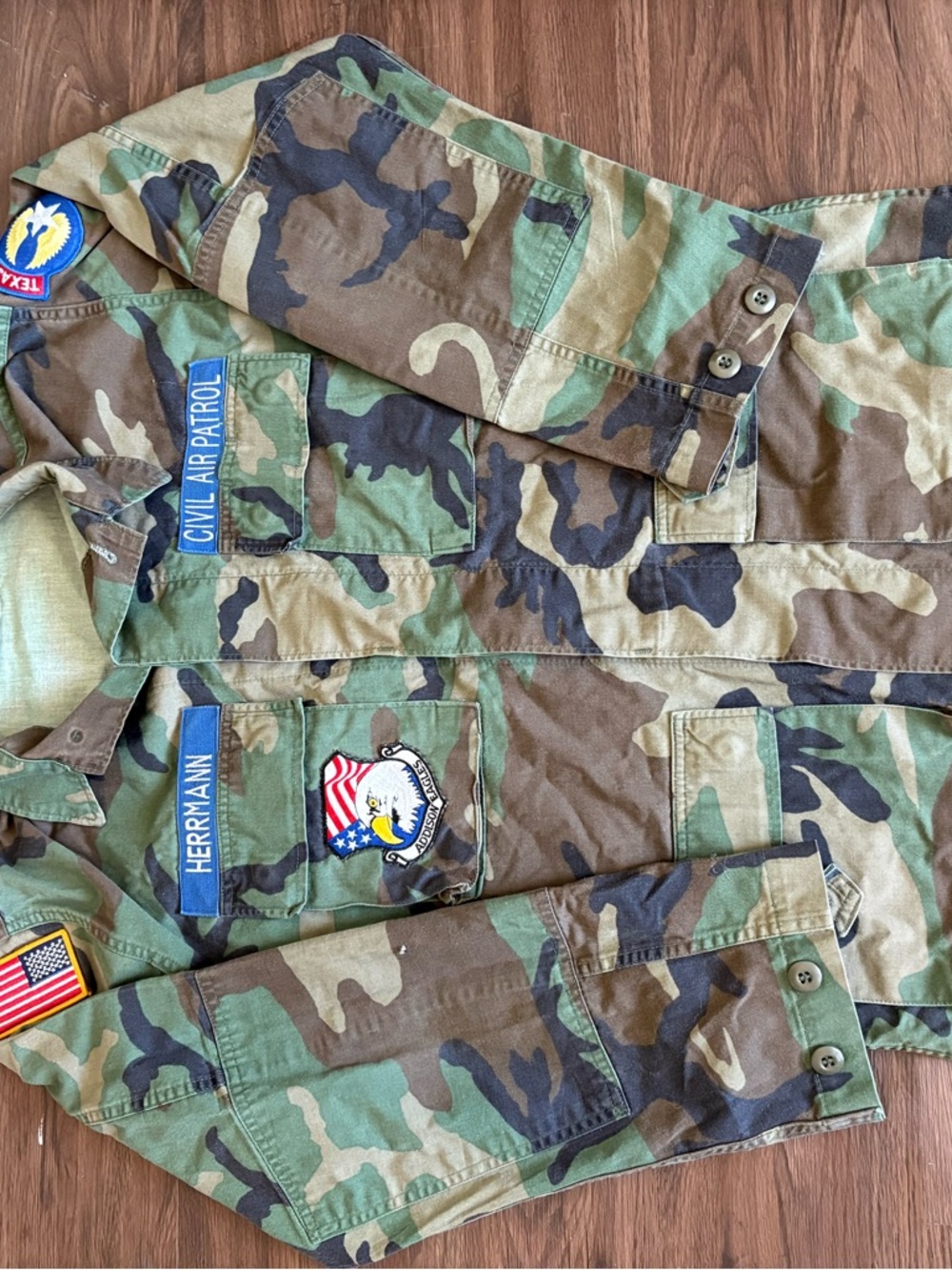 Military-Style Camouflage Jacket with Patches